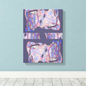 Coral & Indigo Abstract Flowing Forms Canvas Afdruk (Insitu (Houten vloer))