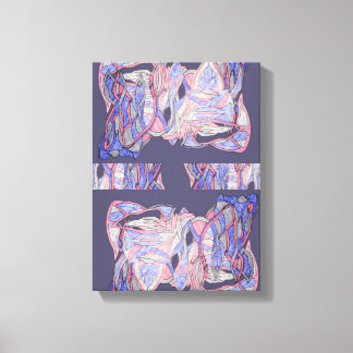 Coral & Indigo Abstract Flowing Forms Canvas Afdruk