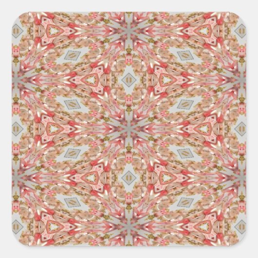 Coral Kaleidoscoop Vierkante Sticker (Voorkant)