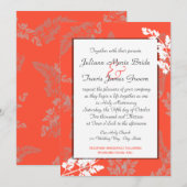 Coral Lace Rustic Wedding Kaart (Voorkant / Achterkant)