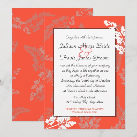 Coral Lace Rustic Wedding Kaart (Voorkant / Achterkant)