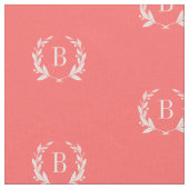 Coral Laurel Wreath Monogram Stof (Close Up)