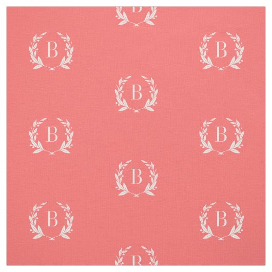 Coral Laurel Wreath Monogram Stof (Swatch)