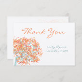 Coral Leaves AQUA Tree Weddenschap Bedankt (Voorkant / Achterkant)