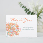 Coral Leaves AQUA Tree Weddenschap Bedankt (Staand voorkant)