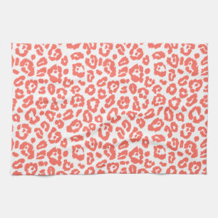 Coral Leopard Pattern Theedoek