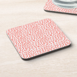 Coral Leopard Print Bier Onderzetter