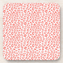 Coral Leopard Print Bier Onderzetter