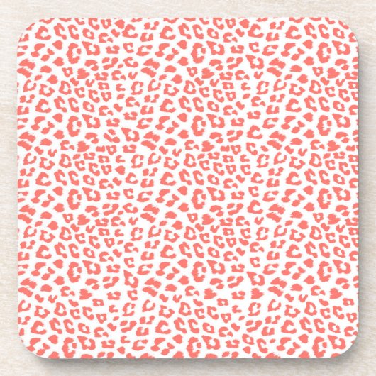 Coral Leopard Print Bier Onderzetter (Voorkant)