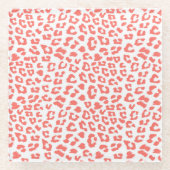 Coral Leopard Print Glazen Onderzetter (Voorkant)