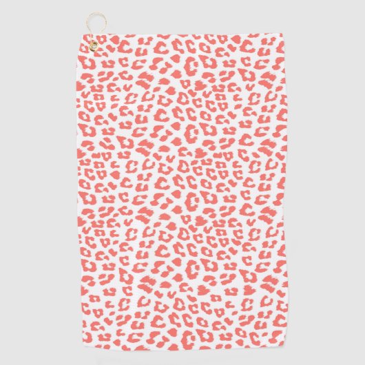 Coral Leopard Print Golfhanddoek (Voorkant)