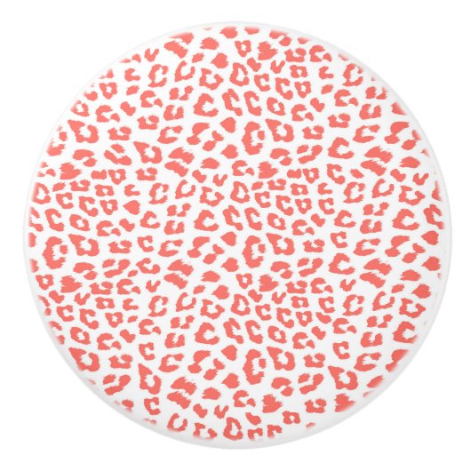 Coral Leopard Print Keramische Knop (Voorkant)