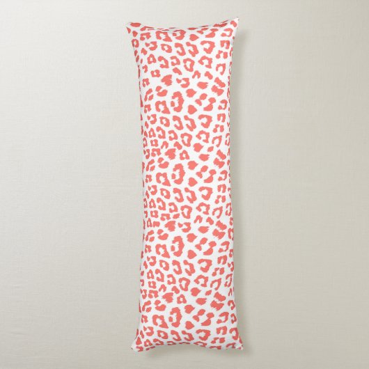 Coral Leopard Print Lichaamskussen (Achterkant (Verticaal))
