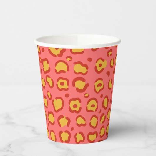 Coral Leopard Print Papieren Bekers (Links)
