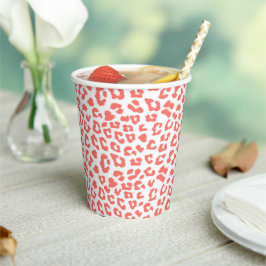 Coral Leopard Print Papieren Bekers