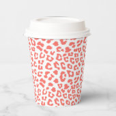Coral Leopard Print Papieren Bekers (Links)