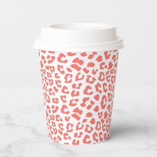 Coral Leopard Print Papieren Bekers (Achterkant)