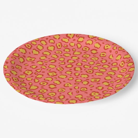 Coral Leopard Print Papieren Bordje (Gekanteld)