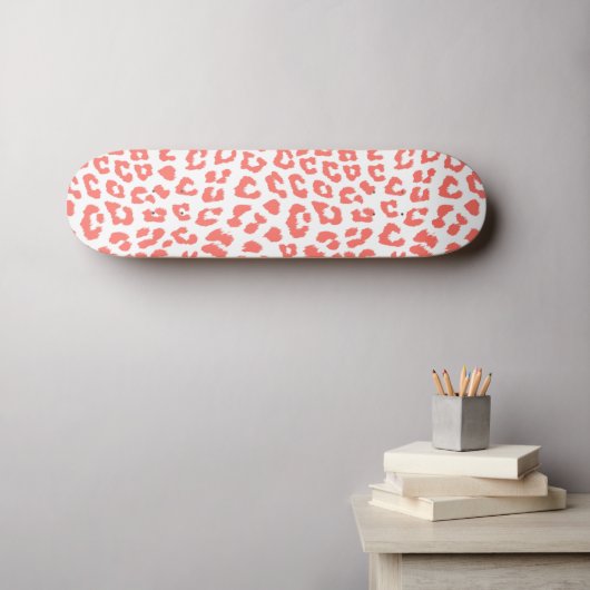 Coral Leopard Print Persoonlijk Skateboard (Muurkunst (Horizontaal))