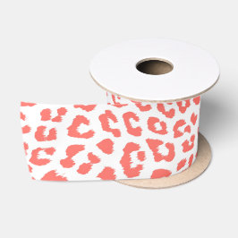 Coral Leopard Print Satijnen Lint