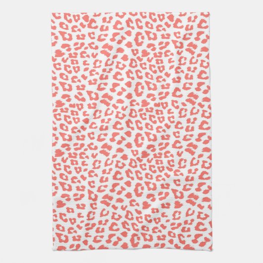 Coral Leopard Print Theedoek (Verticaal)