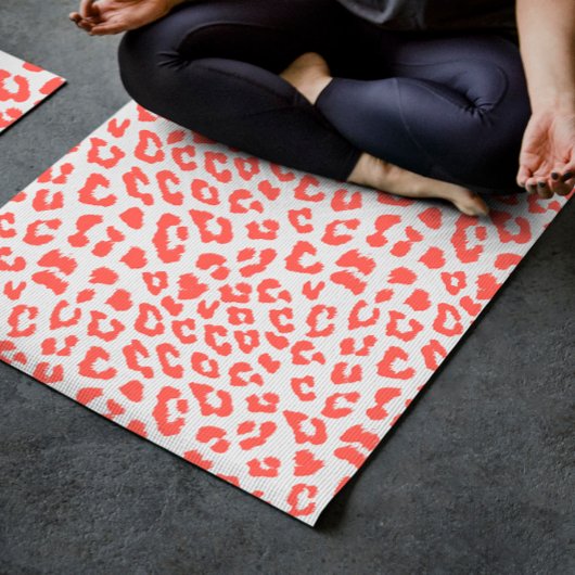 Coral Leopard Print Yogamat