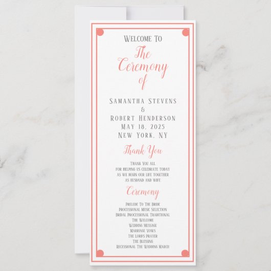 Coral Lijst Weddenschappen Kaart (Voorkant)