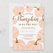 Coral Little pompoen herfst script baby shower Kaart (Voorkant)