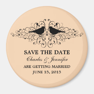 Coral Love Bird Swirls Save the Date Magnet