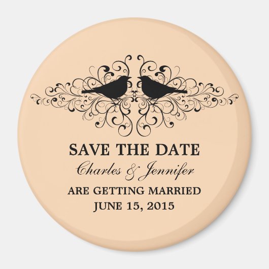 Coral Love Bird Swirls Save the Date Magnet (Voorkant)