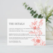 Coral | Magnolia Bloemen Bloemen | Bruiloft RSVP (Staand voorkant)