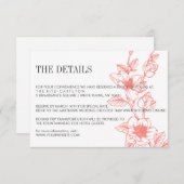 Coral | Magnolia Bloemen Bloemen | Bruiloft RSVP (Voorkant / Achterkant)