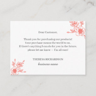 Coral Magnolia Wreath Bedankt voor uw aankoop Informatiekaartje