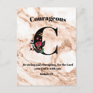 Coral Marble C Monogram Persoonlijke scripts Briefkaart