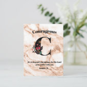 Coral Marble C Monogram Persoonlijke scripts Briefkaart (Staand voorkant)