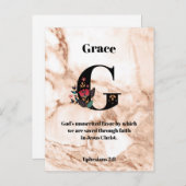 Coral Marble G Monogram Persoonlijke scripts Briefkaart (Voorkant / Achterkant)