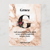 Coral Marble G Monogram Persoonlijke scripts Briefkaart (Voorkant)