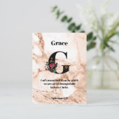 Coral Marble G Monogram Persoonlijke scripts Briefkaart (Staand voorkant)