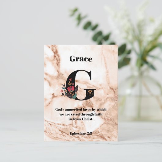 Coral Marble G Monogram Persoonlijke scripts Briefkaart (Staand voorkant)