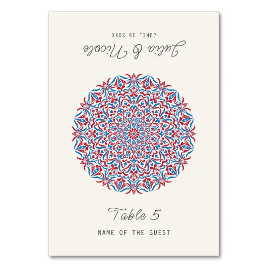 Coral Marble Stone Mandala Wedding Place Card Kaart (Voorkant)