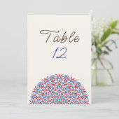 Coral Marble Stone Mandala Wedding Table Number Kaart (Staand voorkant)