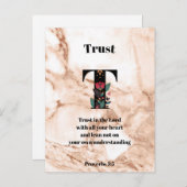 Coral Marble T Monogram Persoonlijke scripts Briefkaart (Voorkant / Achterkant)