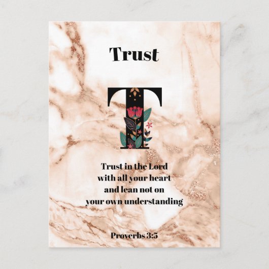 Coral Marble T Monogram Persoonlijke scripts Briefkaart (Voorkant)