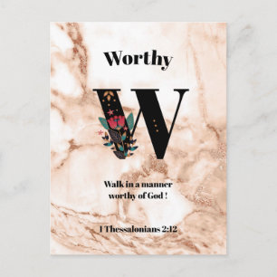 Coral Marble W Monogram - Persoonlijke scripts Briefkaart