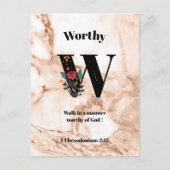 Coral Marble W Monogram - Persoonlijke scripts Briefkaart (Voorkant)