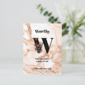 Coral Marble W Monogram - Persoonlijke scripts Briefkaart (Staand voorkant)