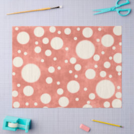 Coral Marble White Polka Dots Pattern Decoupage Tissuepapier