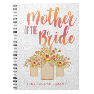 Coral Mason Jar Floral Moeder van de Bride Notitieboek