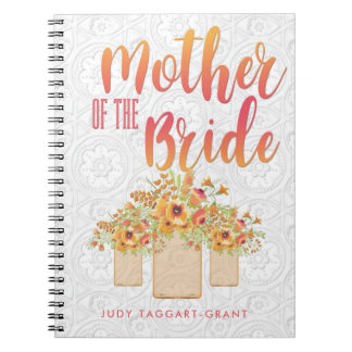 Coral Mason Jar Floral Moeder van de Bride Notitieboek