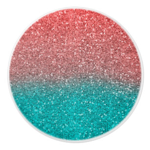 Coral Melon Oranje Blauwgroen Aqua Green Sparkly G Keramische Knop